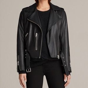 AllSaints Balfern black leather biker jacket